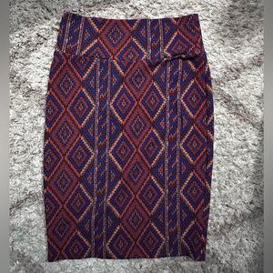 LuLaRoe Blue and Red Midi Pencil Skirt